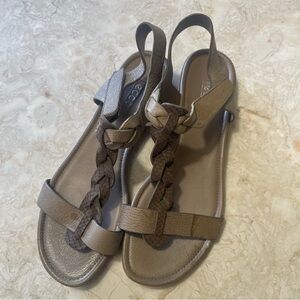 Ecco Braided Leather T-strap Comfort Sandals Sz 40